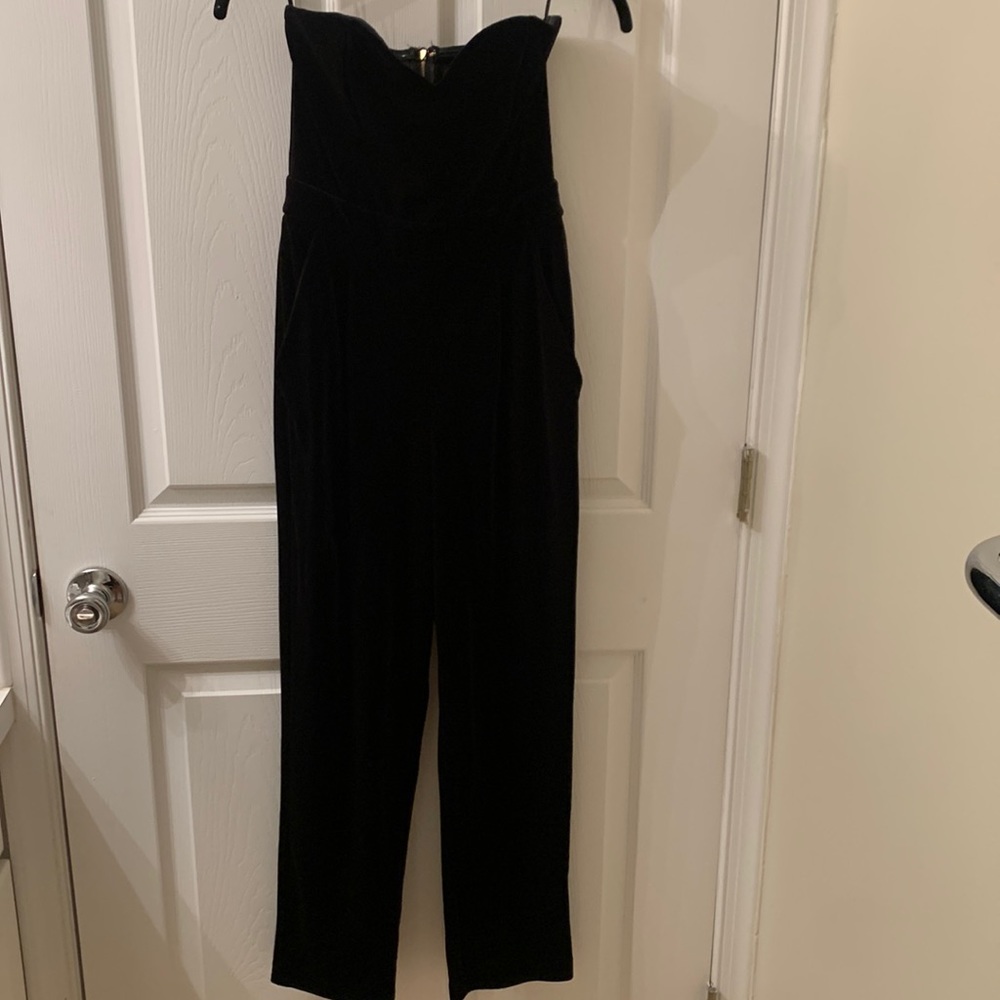 Express black, strapless, velvet  jumpsuit. Worn once!